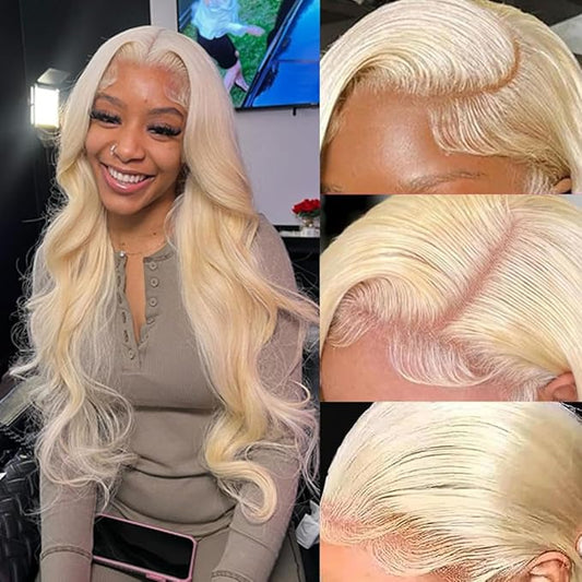 13x4 Blonde Lace Front Wigs Human Hair 613 Front Wig Human Hair 180% Density Body Wave Lace Front Wigs Human Hair Pre Plucked 24 inch 613 Frontal Wig Human Hair Glueless Wigs Human Hair