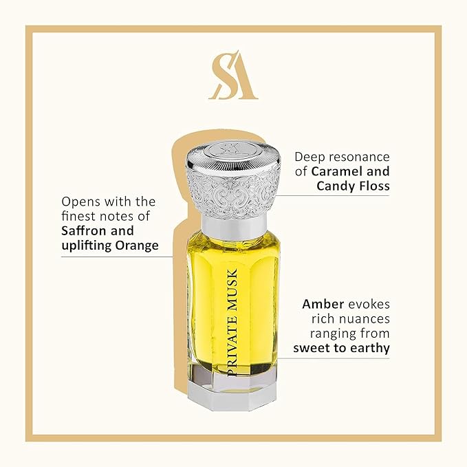 Swiss Arabian Private Musk - Luxury Products From Dubai - Lasting And Addictive Personal Perfume Oil Fragrance - A Seductive Signature Aroma - 0.4 Oz