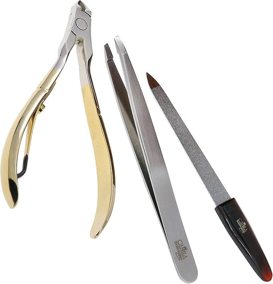 CSK2 Pedicure and Manicure Set with Nail File, Cuticle Trimmer and Tweezers for Perfect Cuticle Care and for Nose and Eyebrow Hair Cutter, Perfect Pedicure Tools and Skin Tag Remover