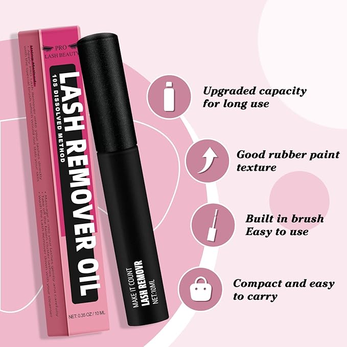 Cluster Lash Glue Remover 10 ML Lash Remover DIY Eyelash Extension Remover Eye Makeup Cleanser, Easy Removal of Cluster Eyelashes Gentle Soothing Nourishing Self-Use Oil Texture 10ML