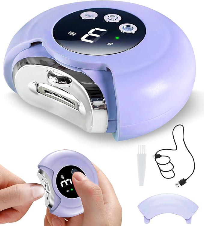2025 New 3-in-1 Electric Nail Clippers,360° Rotation, 3-Speeds, Polishing Automatic Nail Trimmer with Nail Chip Storage & LED Light, Rechargeable Safety Trimmer for Women, Men, Baby, Seniors-Purple