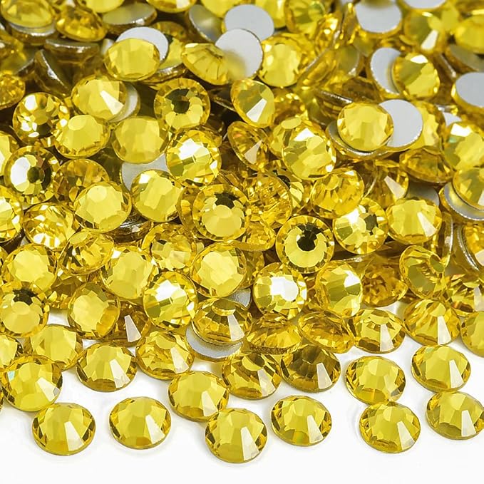Blinginbox Flatback Rhinestones Bulk,14400pcs Crystal Round Loose Gemstones Glass Rhinestones for Crafts Makeup Nail Art Clothes Shoes DIY Decorations(SS20,4.6-4.8mm,Citrine)