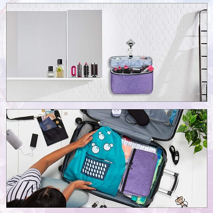 Teamoy Travel Storage Bag Compatible with Dyson Airwrap Styler, Portable Travel Organizer for Airwrap Styler and Attachments, Purple