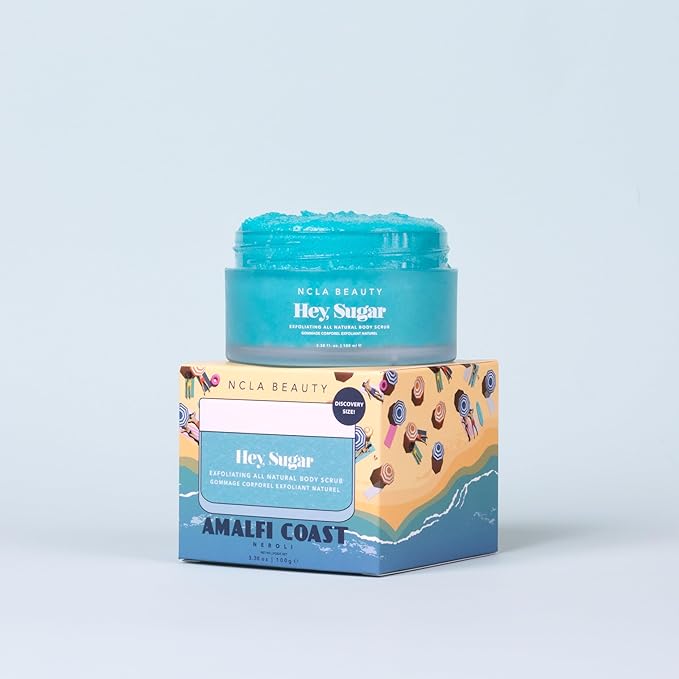 NCLA - Hey, Sugar Body Scrub | Smooth, Exfoliate, Hydrate Skin | Shea, Mango + Cocoa Butters | Vegan, Cruelty-Free, Clean Skincare (Amalfi Coast; 100g | 3.38 oz)