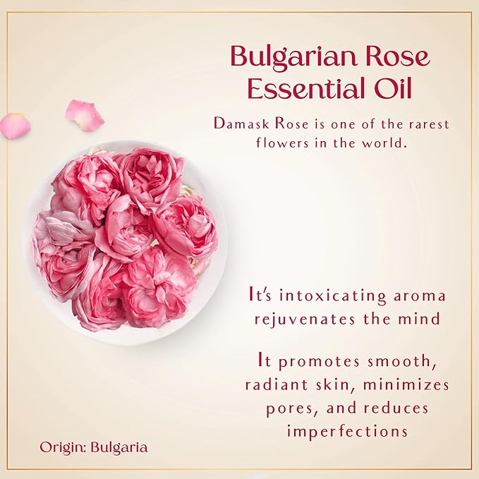 SAFA Organic Rose Essential Oil for Face, Hair, Body & Nails | Bulgarian Rose After Shower Body Oil for Women | Pure Scented Hair Oil & Skin Moisturizer – 1 Fl Oz
