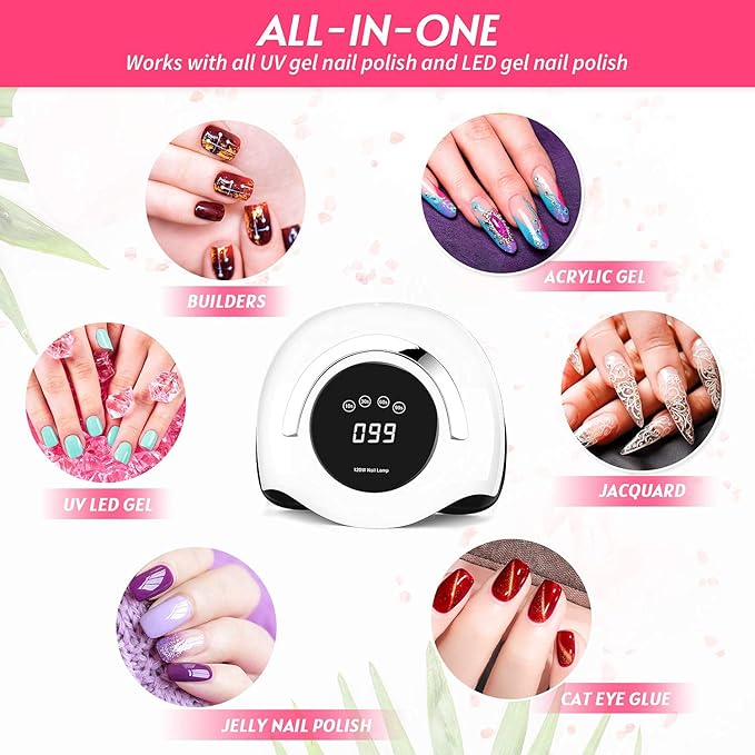 Haomaomao UV LED Nail Lamp, UV Gel Nail Light 120W Nail Dryer，4 Timers Auto Sensor 42 Light Beads Fast Curing UV Led Nail Lamp for Gel Polish Nail Polish Dryer