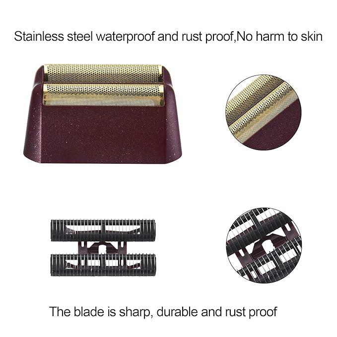 Replacement Foil Professional 5 Star Series Finale Shaver Shaper Super Close and Cutter Bar Assembly Compatible with Wahl Shaver Foil Model 7043-100,7031-100 Replacement Heads(4 Pack Red)