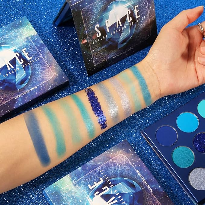 docolor Eyeshadow Palette 9 Colors Blue Eyeshadow Gemstone Shadow Palette Highly Pigmented Mattes Shimmers Naked Smokey Glitter Cream Colorful Powder Blendable Long Lasting Waterproof Makeup Palette