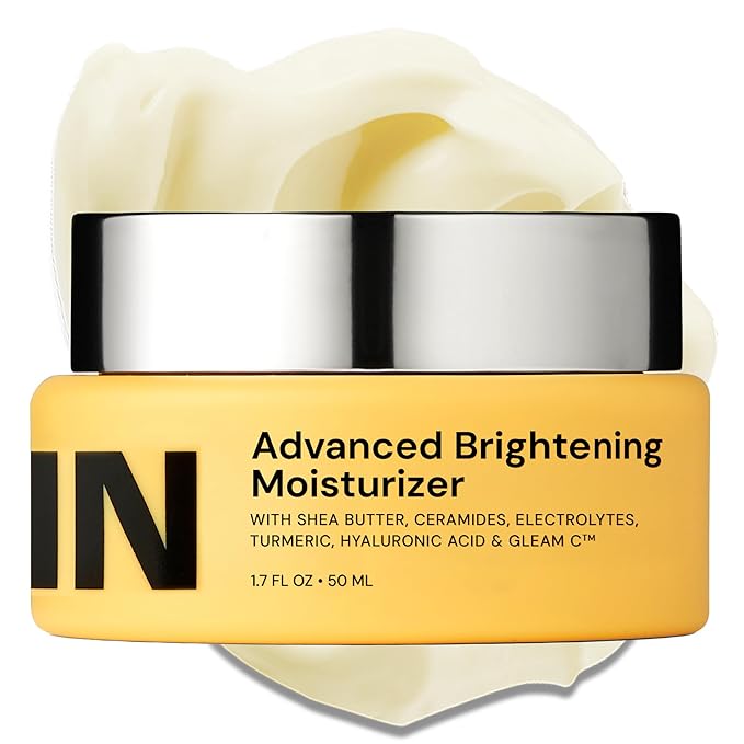 Gleamin Face Cream Moisturizer with Vitamin C, Shea Butter, Ceramides, and Turmeric - For Hydrating, Dry, Dull Skin, Visibly Brighten Discoloration & Dark Spots - 1.7 FL OZ Facial Brightening Cream