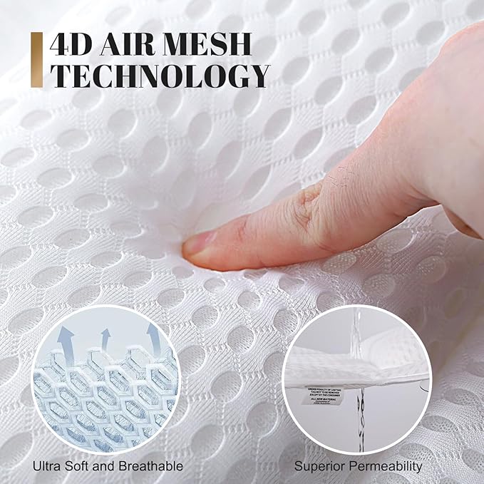 Bath Pillow Luxury Bathtub Pillow, 4D Bath Tub Pillows for Head, Neck and Back Support, Tub Pillow for Bathtub with 6 Non-Slip Suction Cups, Relaxing Bath Accessories Spa Gifts