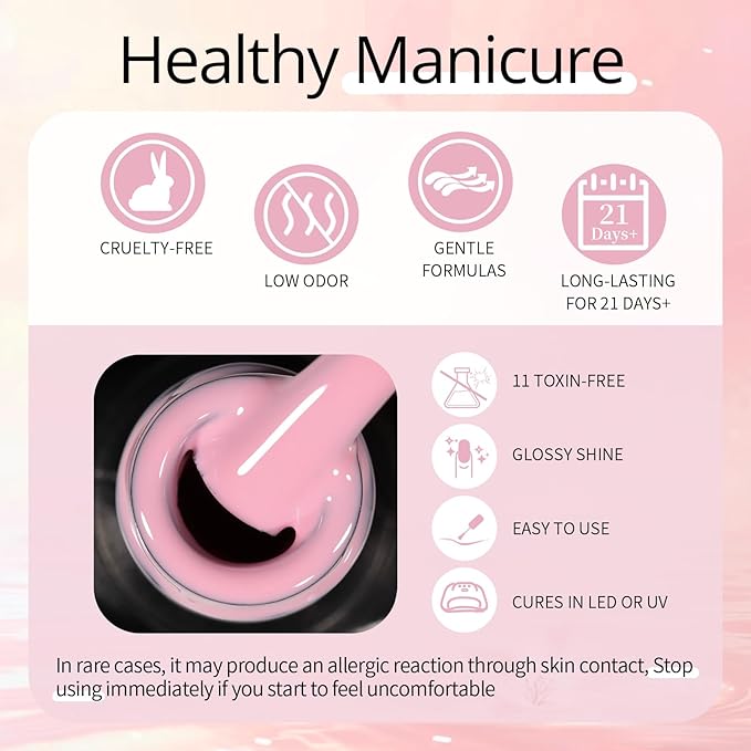 UR SUGAR Jelly Gel Nail Polish Set, 10 Colors Spring Summer Nude Pink Translucent Nail Art Gel Kits Soak Off Manicure DIY Home Nail Salon for Women