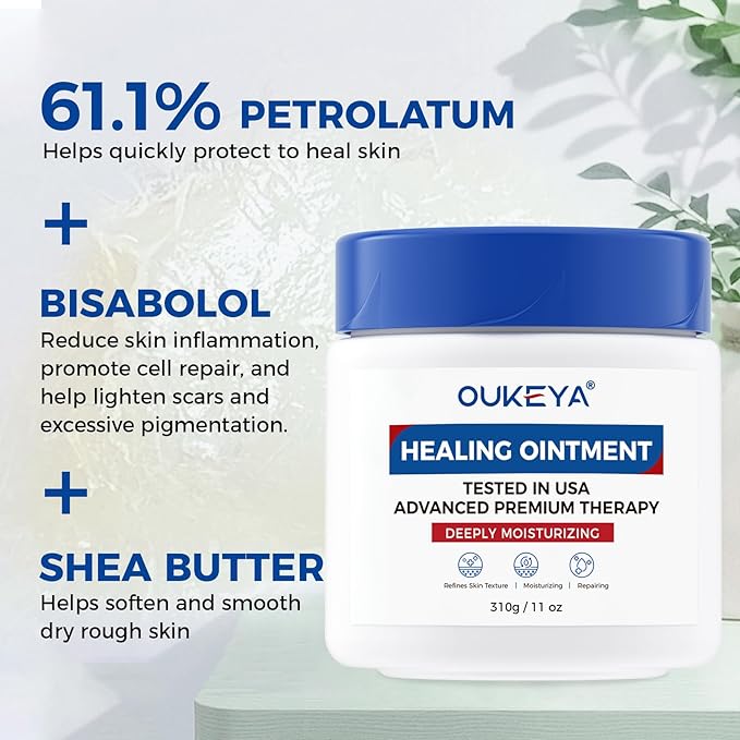 Healing Ointment, Advanced Therapy Skin Protectant, Multi-Purpose Healing Ointment and Body Moisturizer, For Dry, Cracked Skin, Minor Cuts and Burns, Soothes Cracked Hands and Chapped Lips