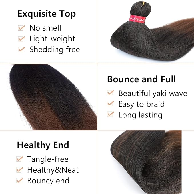 Pre-stretched Braiding Hair, Original Braid Hair Extensions, Hot Water Setting Crochet Hair Braids, Yaki Texture Easy Braiding Hair