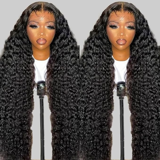 28 Inch 13X6 Deep Wave Lace Front Wigs Human Hair 180% Density Deep Curly Human Hair Wig Pre Plucked Glueless HD Lace Frontal Wigs Human Hair with Baby Hair for Women