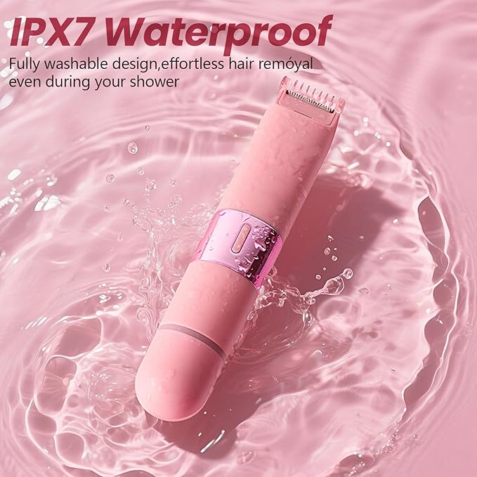 2025 New Bikini Trimmer for Women, 2-in-1 Waterproof Electric Dual Head Shaver (Pink)
