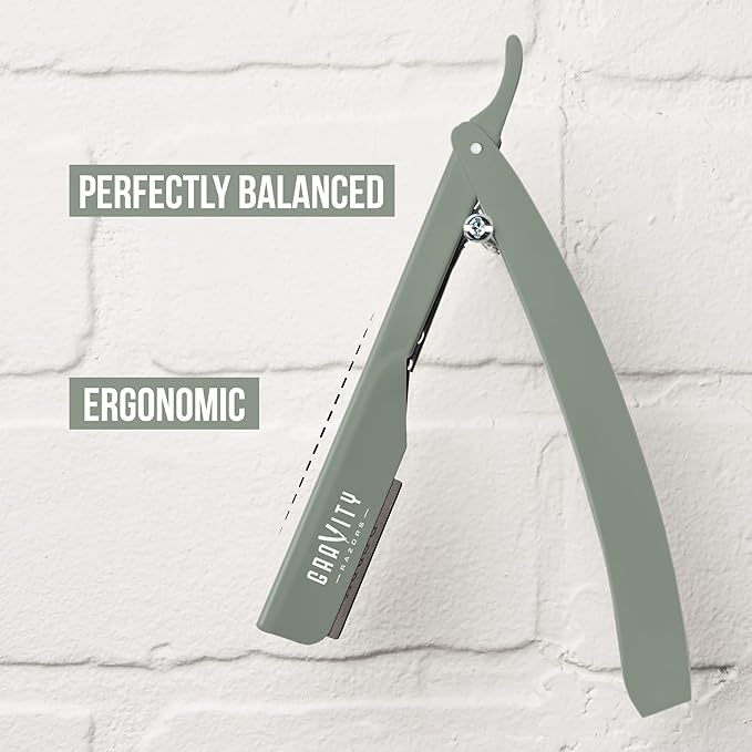 Professional Straight Razor - Ultra Exposed Straight Razor Kit with 10 Gravity Premium Blades, 2mm Exposed (Dynasty)