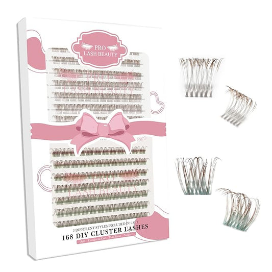 168 Pcs Colored Lash Clusters 2 Colors Mixed Cluster Lashes Dramatic Cosplay Lashes for DIY Individual Lash Extensions at Home Thin Band and Soft (Light Green+Dark Green, D-10-16mix)