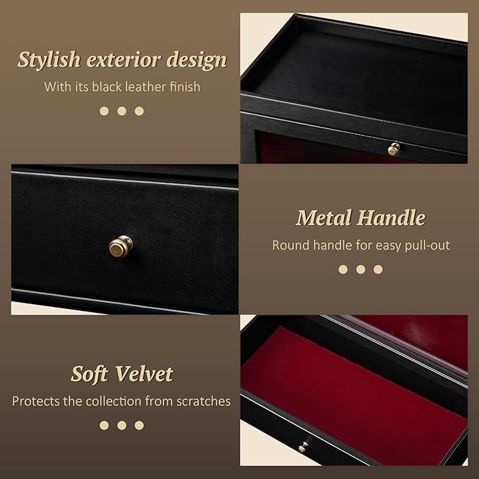 Cologne Organizer, Leather Perfumes Organizer for Dresser, Large Capacity Dustproof Cologne Holder with Drawer Storage Perfume Stand Organizer, Ideal Gift for Loved ones