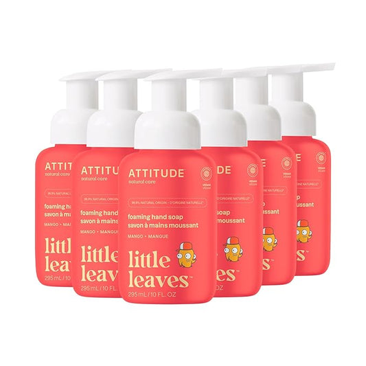 ATTITUDE Foaming Hand Soap for Kids, EWG Verified, Dermatologically Tested, Plant- and Mineral-Based Ingredients, Vegan, Mango, 10 Fl Oz (Pack of 6)