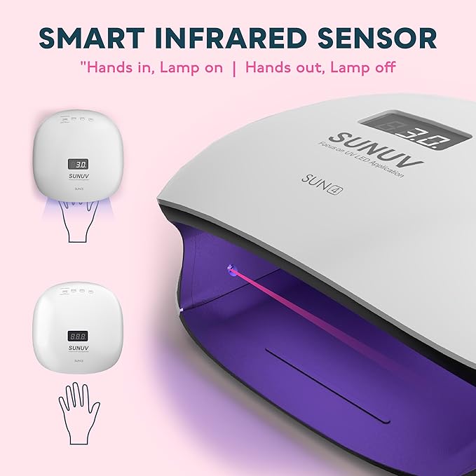 SUNUV 48W UV LED Nail Lamp, UV Light for Nails Compatible with All Gel Polish, 36 LEDS with 4 Timer Settings, LCD Display for Home Salon SUN4 Black
