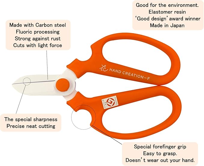 Flower Scissors Hand Creation F-170 (Orange, 170mm)