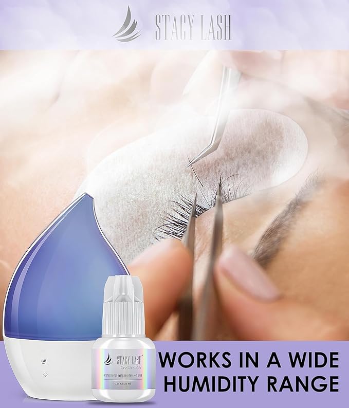 Crystal Clear Eyelash Extension Glue Stacy Lash (0.17fl.oz/5ml)/1 Sec Drying Time/Retention – 8 Weeks/Transparent Adhesive/Professional Supplies
