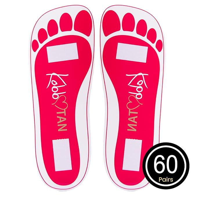 60 Pairs(120feets) Spray Tan Feet Pads Disposable & Economic Pink Feet pads for Spray tanning,Use in Tanning booth,Sunless Tanning at Home or Beauty Salon-Non Slip-Comfortable-Hygienic-Ultra Bronzing