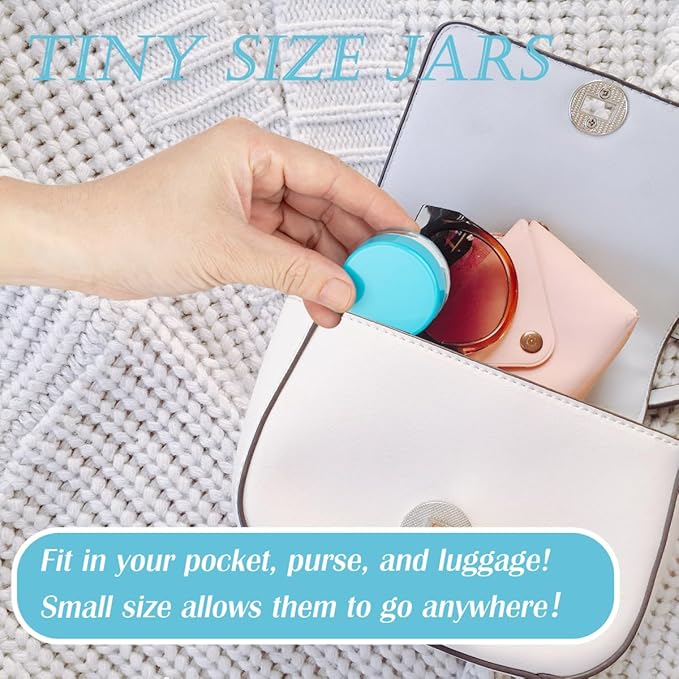 ZEJIA 5 Gram Sample Containers with Lids, Mini Makeup Containers, Empty Plastic Travel Cosmetic Containers with Labels(100 Count, Blue Lid)