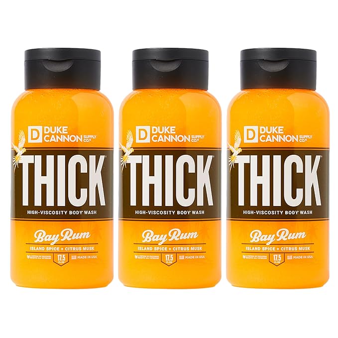 Duke Cannon Thick High Viscosity Body Wash For Men (Bay Rum, Pack of 3)