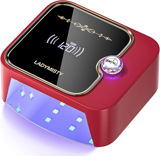 268W UV Nail Lamp Cordless, Rechargeable UV Light for Gel Nails with Convenient Knob & Full LCD Display Screen, Portable LED Nail Lamp, Professional Nail Dryer for Nail Salon & Home Use