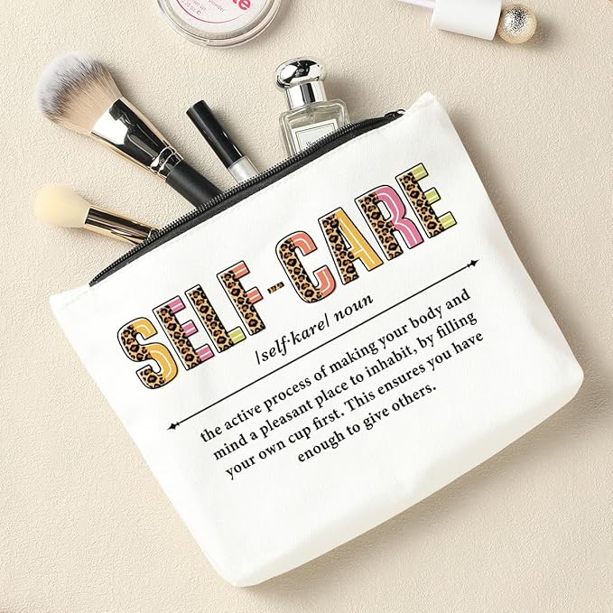 Self Care Makeup Bag - Mental Health & Inspirational Gifts for Women - Birthday Appreciation Thank You Gifts for Female Friend Therapist Mentor Counselor