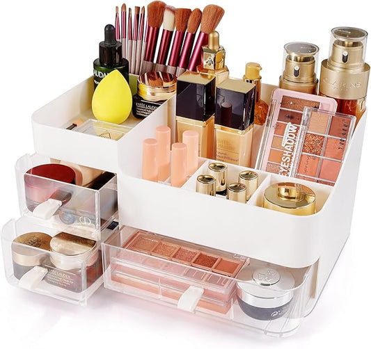 Make up Organizer for Vanity, Cosmetics Skincare Organizers with Clear Drawers. Ideal Vanity Holder for Desk and Dresser Countertops, Bathroom