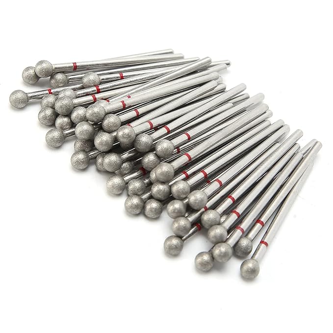 Nail Drill Bits, 50pcs Spherical Nail Drill Bits Set Dead Skin Removal Nail File Bits Grinding Head Accessory for Acrylic Gel Nails Cuticle Manicure Pedicure(5.0mm)