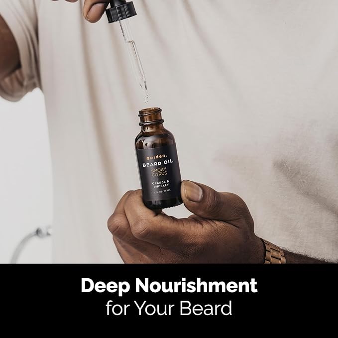 Golden Grooming Beard Oil & Balm Bundle for Men | Natural Growth Kit with Shea Butter | 2oz Balm & 1oz Oil| Warm Cedar