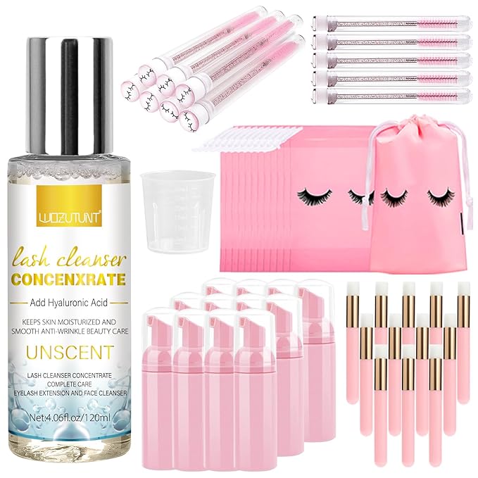 4.06fl oz Lash Shampoo Concentrate for Lash Extensions, Lash Cleanser Concentrate Eyelash Extension Cleanser Professional Lash Concentrate for Lash Extension Natural Foaming Cleanser Lash Cleanser Kit