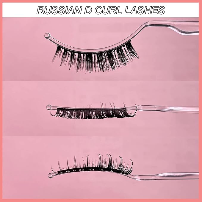 Russian D Curl Strip Lashes Fluffy False Eyelashes Natural Lashes 15-20mm Fake Lashes Pack Volume Eye Lashes 10 Pairs Faux mink lash Multipack