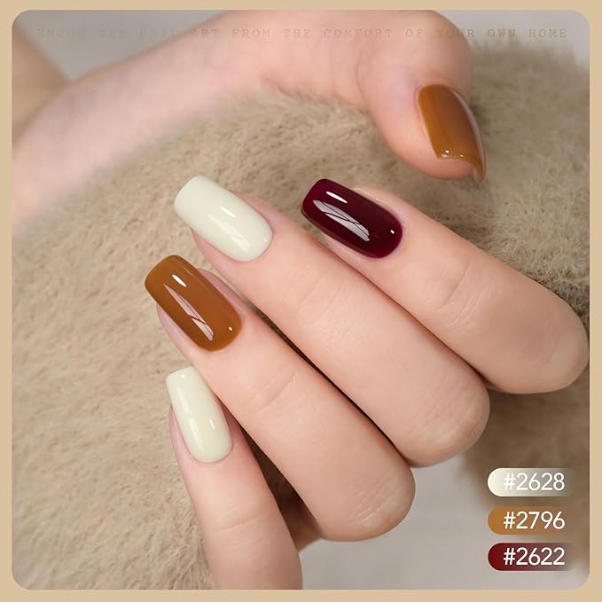 GAOY 23 Pcs Gel Nail Polish Kit, Orange Yellow Brown Fall Colors UV Gel Polish Set with Glossy & Matte Top Coat and Base Coat for Nail Art Home DIY