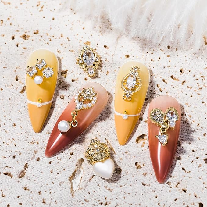 30Pcs Nail Art Crystal Pearl Charms Mix Shapes Zircon Dangle Rhinestones Nail Jewelry 3D Dangle Nail Charms Crystal Metal Nail Gems Nail Flowers Jewelry Studs for Nail DIY