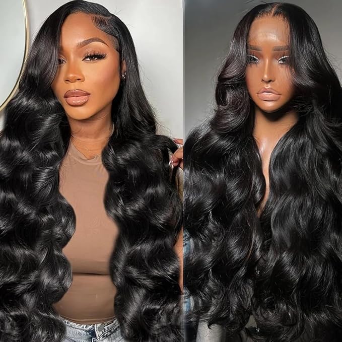 28 Inch Body Wave Lace Front Wigs Human Hair 13x4 HD Lace Front Wigs Human Hair Glueless Wigs Human Hair Pre Plucked Frontal Wigs Human Hair for Women 180% Density Body Wave Wig with Baby Hair