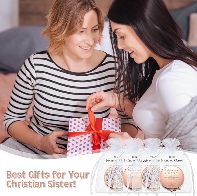 Geetery 10 Set Bulk Mothers Day Church Gifts Christian Compact Mirrors Bulk Sisters in Christ Pocket Mirrors Religious Faith Gifts for Women Mom Friend Bestie Niece Purses (Rose Gold)