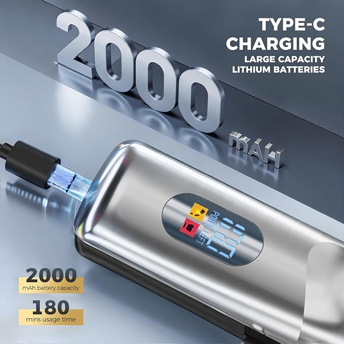 ENSSU Hair Clippers for Men Professional, Cordless Barber Clippers with Adjustable Precision Blades, LED Display, and 180-Minutes Runtime for Professional Barbers & Home Haircutting