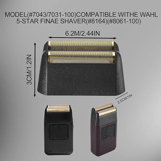 Professional 5 Star Series Finale Razor Replacement Foil and Bar Assembly compatible with wahl Foil 7043-100 Shave Replacement Head (black)