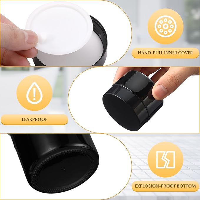 Domensi 60 Pcs 1oz Glass Jars with Lids Bulk Salve Tins Small Glass Candle Cosmetic Jars for Travel with Inner Liners Containers for Lotions Sample Cream(Black,Black Lid)