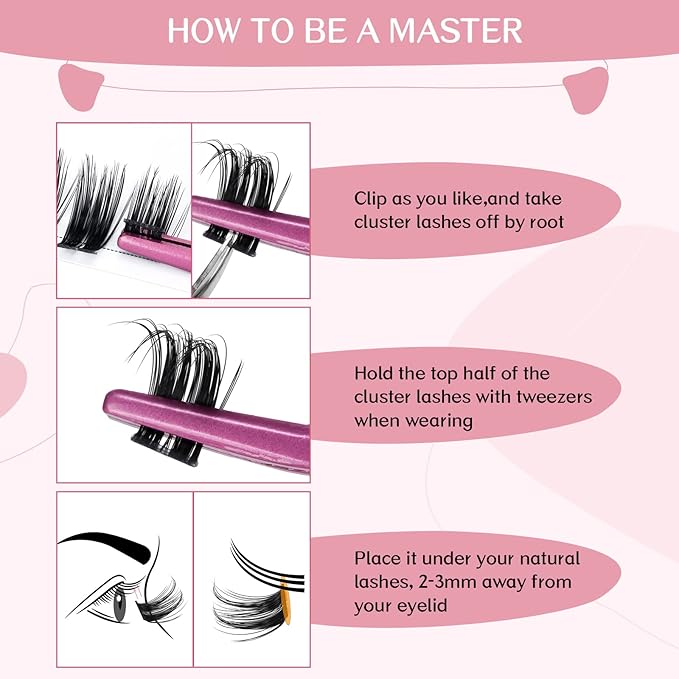 Cluster Lashes, 72 Pcs Individual Lashes, Lash Clusters DIY Eyelash Extension, Super Thin Band Reusable Soft & Comfortable (Deceive-D-16mm)