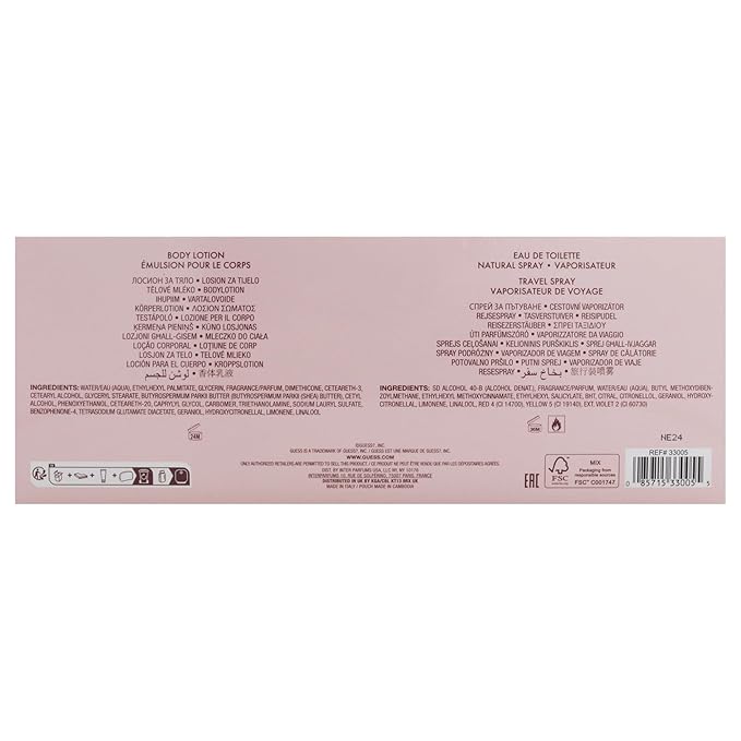 Guess Bella Vita Rosa for Women - 4 Pc Gift Set 3.4oz EDT Spray, 0.5oz EDT Travel spray, 3.4oz Body Lotion, Pouch