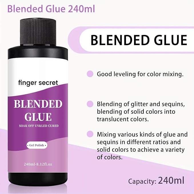 Blending Glue,Nail Polish Thinner Glue for Blending,240ml/8floz for Nail Designer DIY or Manicure Salon Home Use