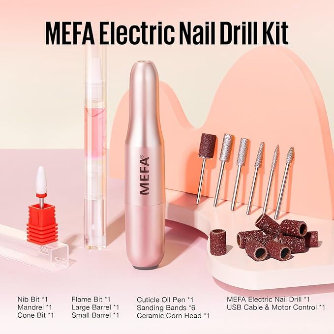 MEFA Gel Nail Polish Kit with UV Light, Electric Nail Drill with 6PCS Drill Bits and Cuticle Oil Pen, 32 Colors All Seasons Soak Off Gel Polish Set with Matte/Glossy Base Top Coat