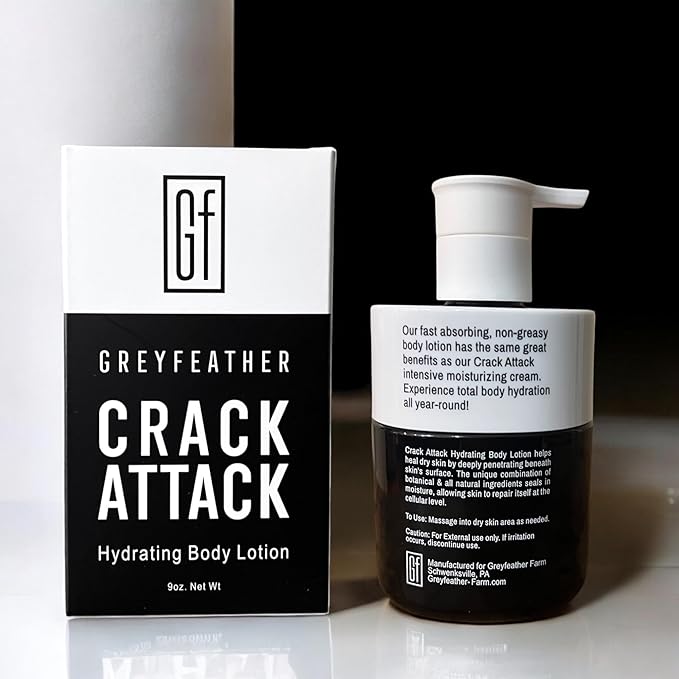 Crack Attack Hydrating Body Lotion – Fast-Absorbing, Non-Greasy Moisturizer for Dry, Cracked Skin – With Aloe, Emu Oil, Shea Butter & Mint – Natural, Fragrance-Free, Full Body Repair Cream