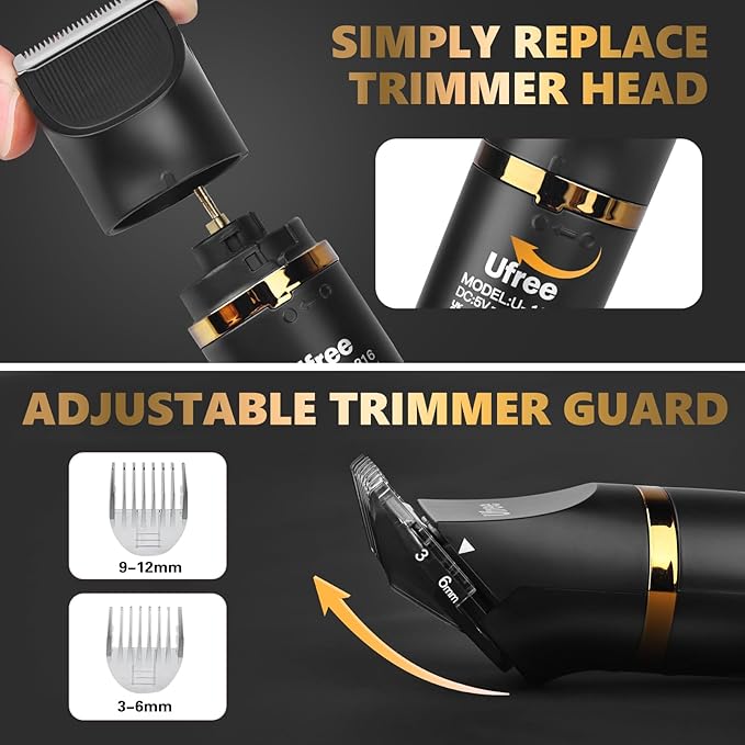 Ufree Body Hair Trimmer for Men, Manscape Ball Pubic Hair Trimmer, 3 in 1 Body Grooming Kit for Groin, Waterproof Body Electric Shaver Razor, Grooming for Face and Body, Gifts for Men, Black