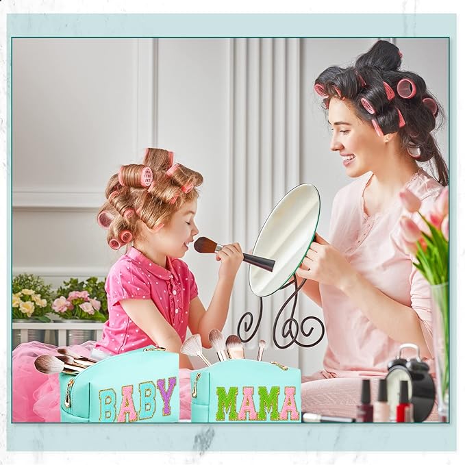 Sanwuta 9 Pcs Preppy Makeup Bag PU Leather Cosmetic Bag Makeup Pouch Plain Waterproof Toiletry Organizers for Traveling Preppy Travel Purse End of the Year Teacher Gifts Bulk(Green)